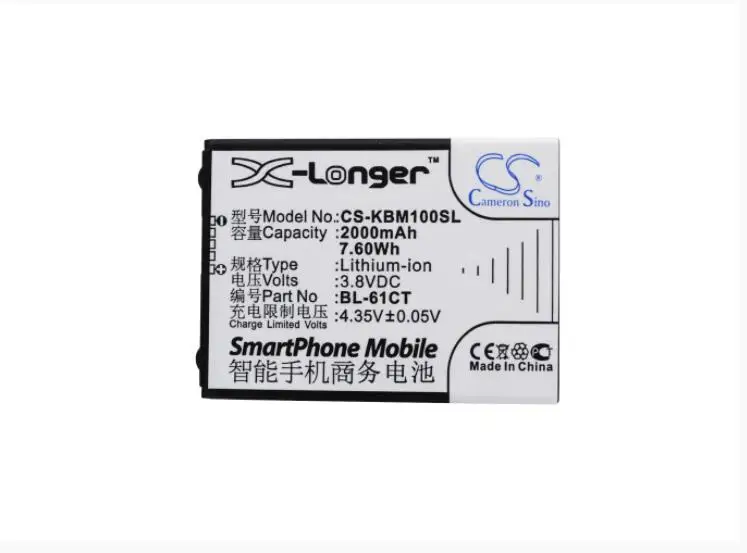 Cameron Sino 2000mAh battery for KOOBEE M100 S100 S3 BL-61CT Mobile, SmartPhone Battery
Cameron Sino 2000mAh battery for KOOBEE M100 S100 S3 BL-61CT Mobile, SmartPhone Battery