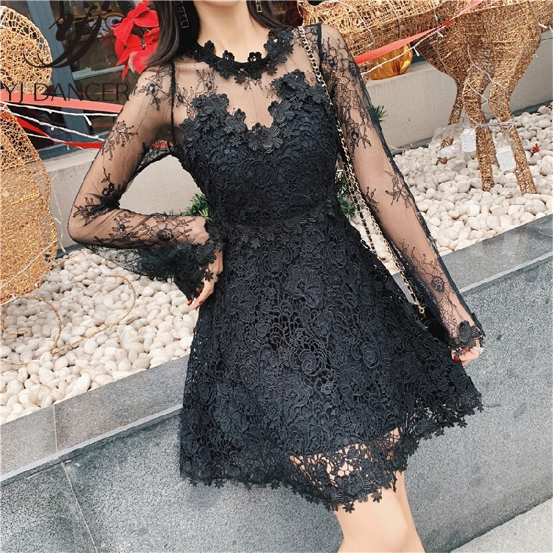 2019 French Retro Female Black Sexy Vestidos Lace New Long-Sleeved Spring Summer Dress Mesh Ladies Elegant SlimFfit Dresses
2019 French Retro Female Black Sexy Vestidos Lace New Long-Sleeved Spring Summer Dress Mesh Ladies Elegant SlimFfit Dresses