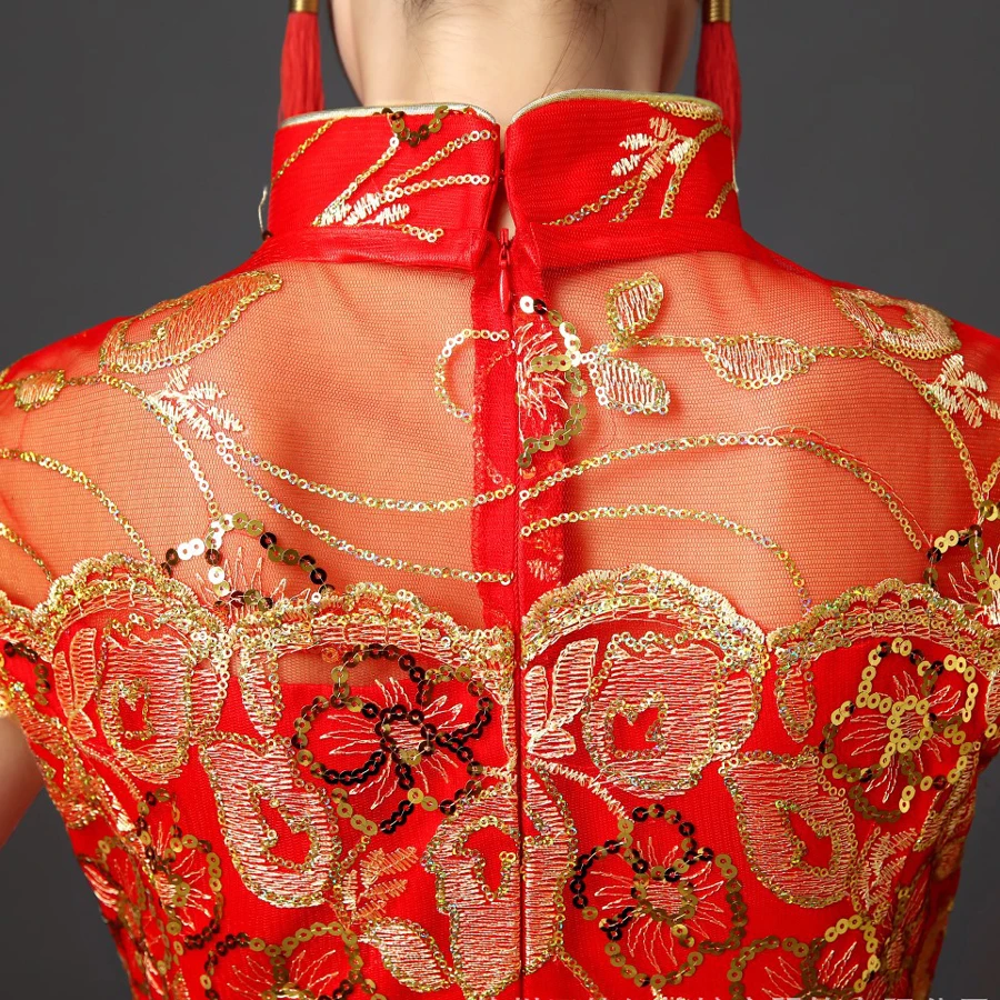 Red Wedding Party Cheongsam Oriental Evening Dress Chinese Traditional Womens Elegant Qipao Sexy Lace Long Robe Retro Vestido
Red Wedding Party Cheongsam Oriental Evening Dress Chinese Traditional Womens Elegant Qipao Sexy Lace Long Robe Retro Vestido