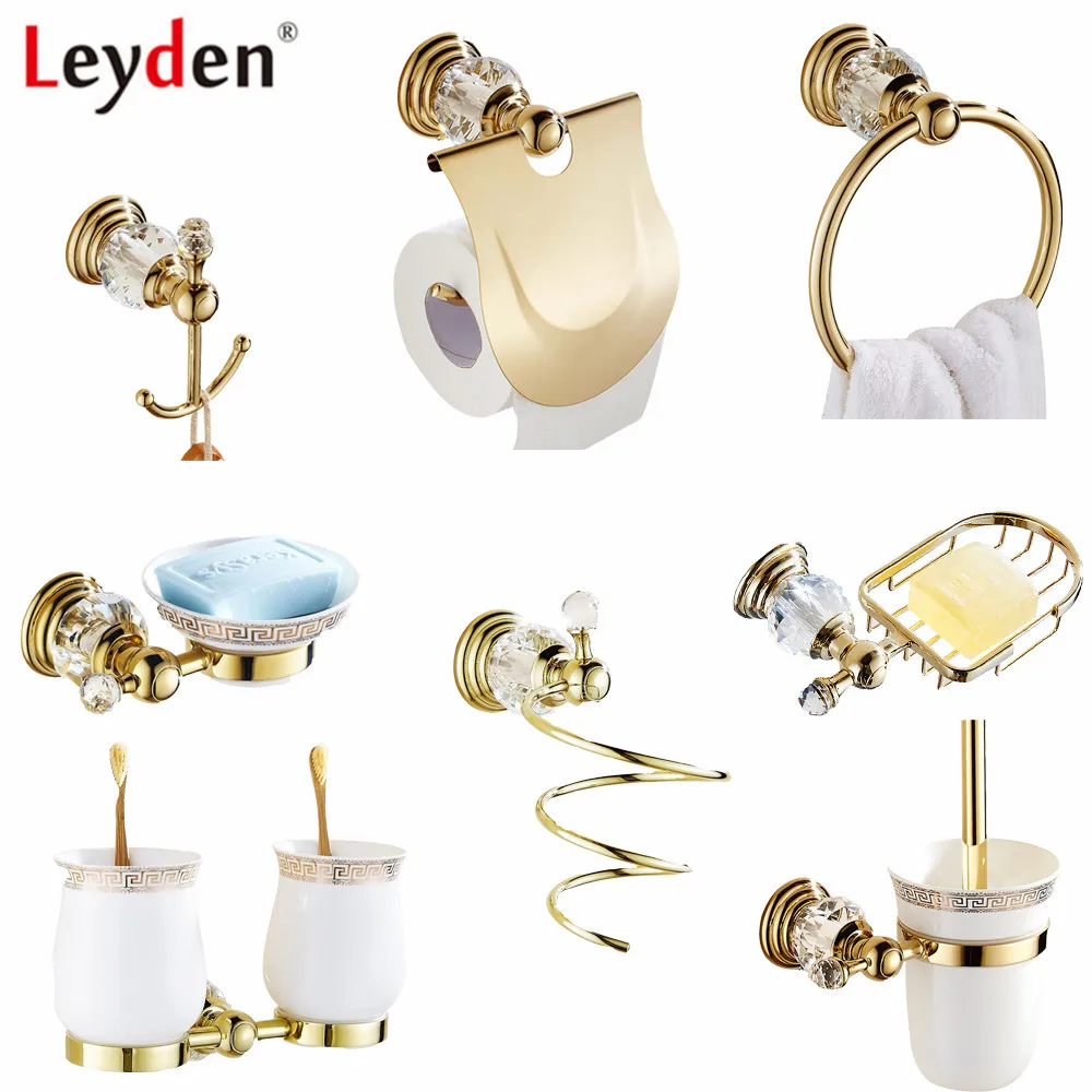 Leyden Golden Zinc Alloy and Crystal Bathroom Accessories Set Hair Dryer Holder Toilet Brush Holder Towel Bar Holder Robe Hook
Leyden Golden Zinc Alloy and Crystal Bathroom Accessories Set Hair Dryer Holder Toilet Brush Holder Towel Bar Holder Robe Hook