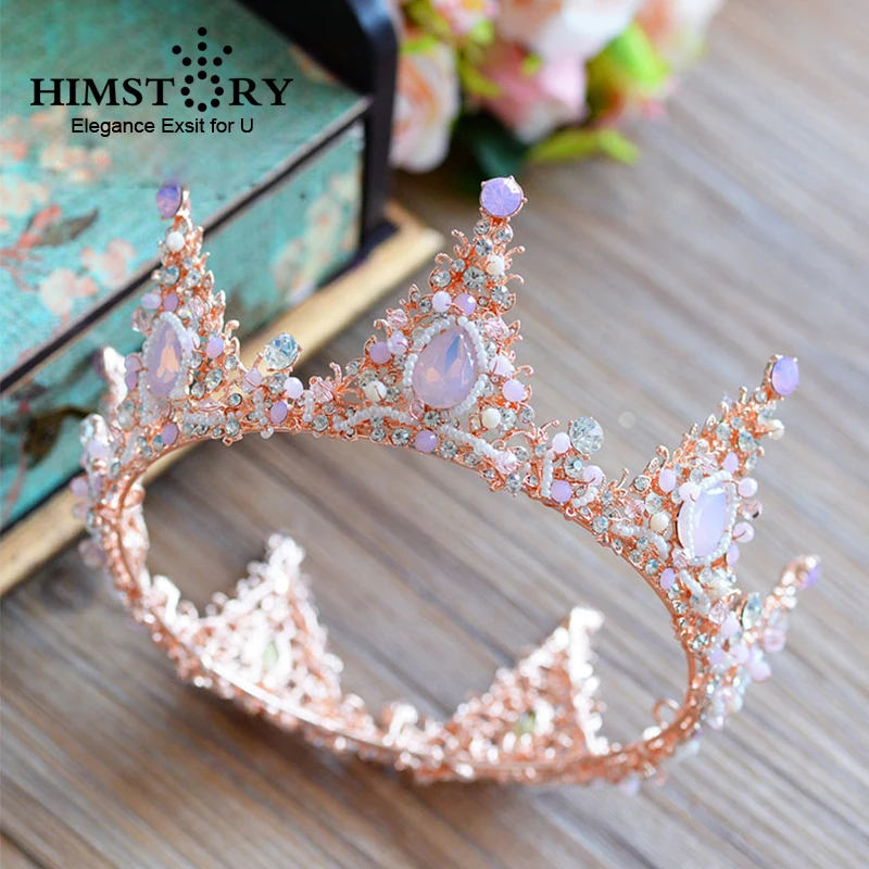 HIMSTORY Top Quality Luxurious Handmade Beaded Rhinestone Pink Round Crystal Brides Crown Tiara Sweet Wedding Hair Accessories
HIMSTORY Top Quality Luxurious Handmade Beaded Rhinestone Pink Round Crystal Brides Crown Tiara Sweet Wedding Hair Accessories