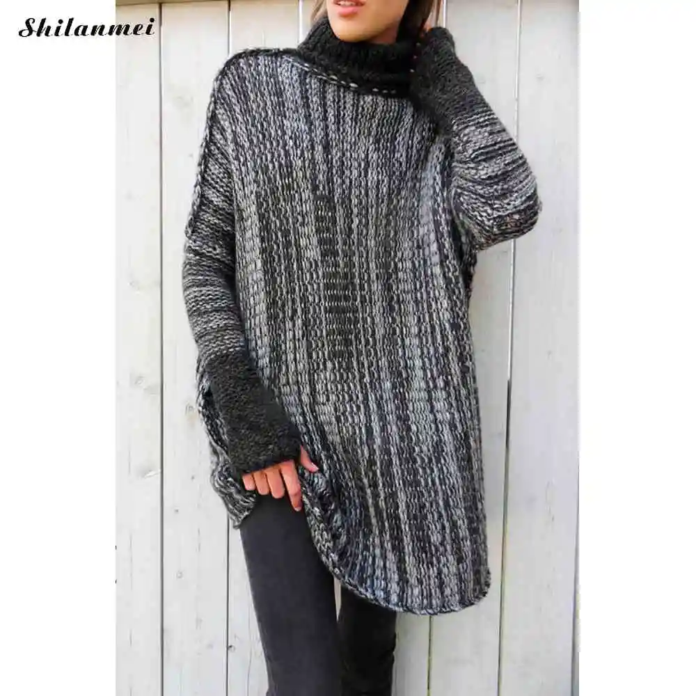 Female Striped Long Pullovers 2019 New Women Winter Knitted Sweaters Turltneck Fashion Warm Pull Femme Causal Sweater Jumper Top
Female Striped Long Pullovers 2019 New Women Winter Knitted Sweaters Turltneck Fashion Warm Pull Femme Causal Sweater Jumper Top