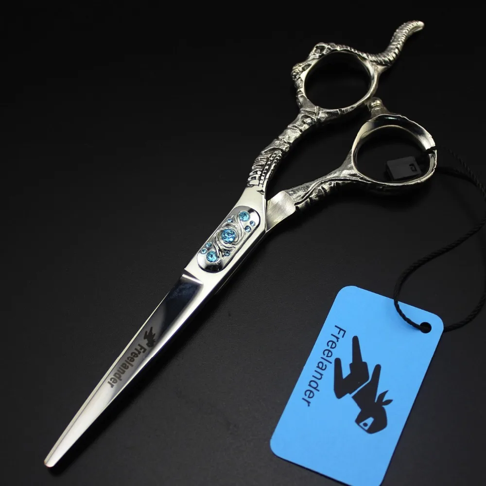 6.0 inch Freelander Sheep head handle blue Square gemstone personality hair clipper Flat cut tooth scissors
6.0 inch Freelander Sheep head handle blue Square gemstone personality hair clipper Flat cut tooth scissors