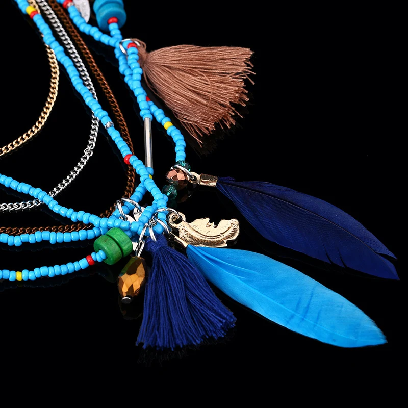 Naomy&ZP Bohemian Multi Color Feather Necklaces Beads Tassel Maxi Long Ethnic Chain Jewelry Statement Necklace For Women Collare
Naomy&ZP Bohemian Multi Color Feather Necklaces Beads Tassel Maxi Long Ethnic Chain Jewelry Statement Necklace For Women Collare