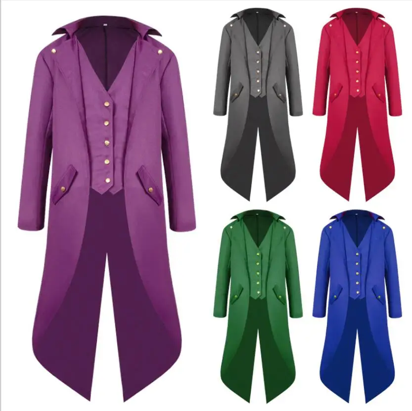 High Quality Halloween Party Cosplay Costume For Man Medieval Retro Punk Men's Tuxedo Solid Fashion Uniform Vintage Coat Top
High Quality Halloween Party Cosplay Costume For Man Medieval Retro Punk Men's Tuxedo Solid Fashion Uniform Vintage Coat Top