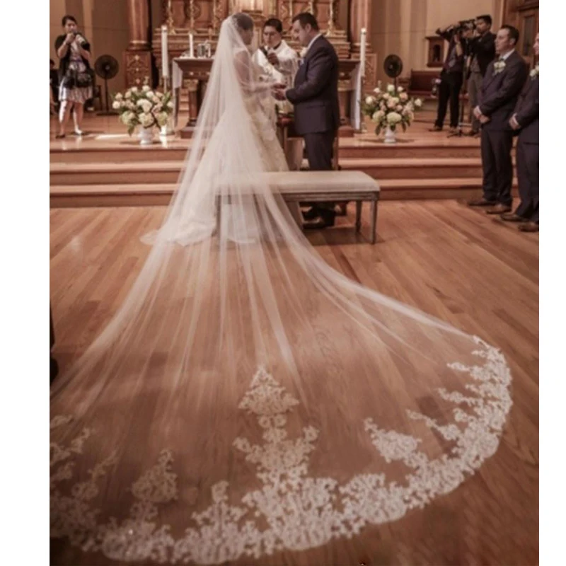 One Layer Lace Tulle Long Wedding Veil White Ivory 4 M Bridal Veil with Comb Velos De Novia Customized Wedding Accessories
One Layer Lace Tulle Long Wedding Veil White Ivory 4 M Bridal Veil with Comb Velos De Novia Customized Wedding Accessories