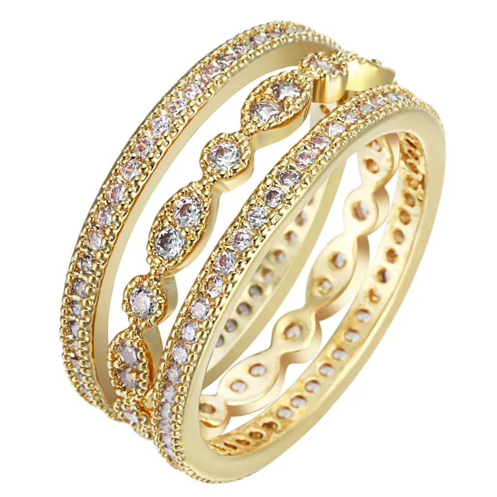 3Pcs Finger Ring Sets Wholesale Elegant Noble Engagement Ring For Women Gold Silver-Color Full Round Zircon Ring Wedding Jewelry
3Pcs Finger Ring Sets Wholesale Elegant Noble Engagement Ring For Women Gold Silver-Color Full Round Zircon Ring Wedding Jewelry