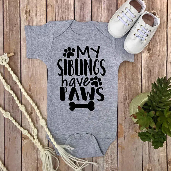 DERMSPE Newborn Baby Clothes Short Sleeve Girl Boy Clothing My Sibliwgs Have Paws Design Cotton Bodysuit White And Gray
DERMSPE Newborn Baby Clothes Short Sleeve Girl Boy Clothing My Sibliwgs Have Paws Design Cotton Bodysuit White And Gray