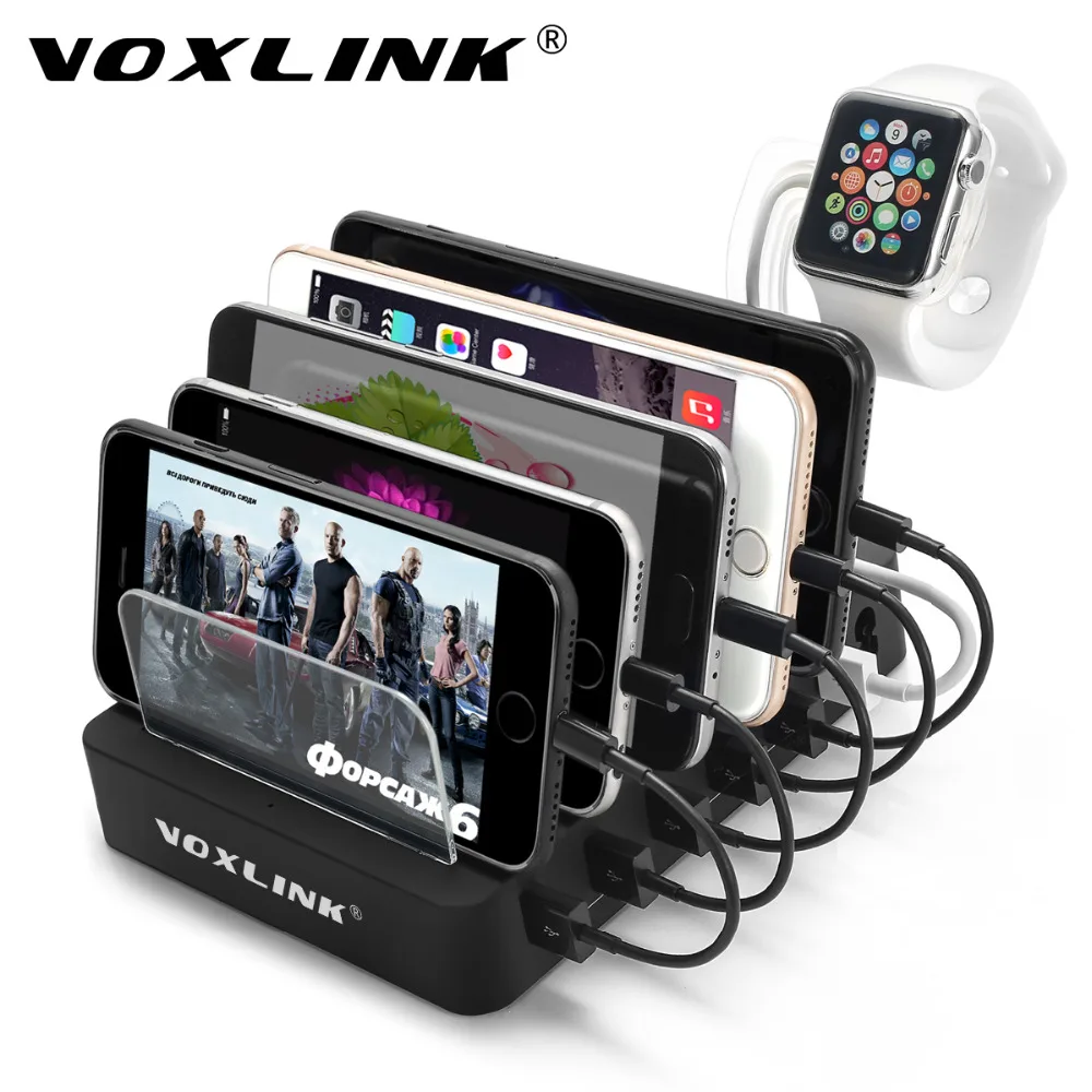 Voxlink 6 Порты USB Зарядное устройство 60 Вт Max 12a Desktop зарядная станция с 7 держателей