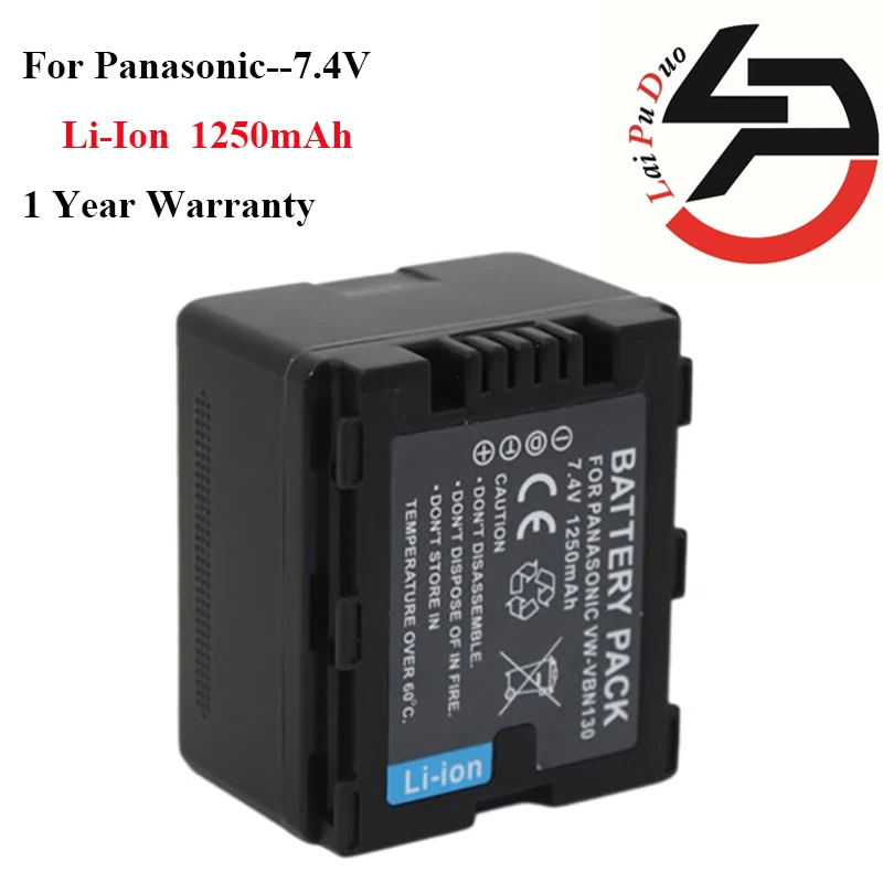 Новинка 1250 мАч Высококачественная сменная батарея для фотоаппарата Panasonic Φ VBN130 |