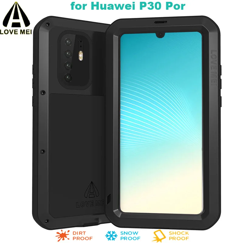 Для Huawei P30 Por LOVE MEI чехол Gorilla Glass Life водонепроницаемый ударопрочный металлический