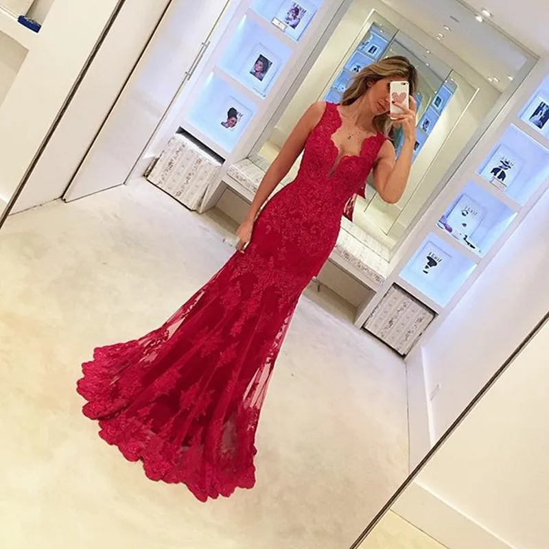 Red Appliques Lace Evening Dress Sleeveless Mermaid Party Dress Elegant Women Long Dresses Formal Gown-in Evening Dresses from W
Red Appliques Lace Evening Dress Sleeveless Mermaid Party Dress Elegant Women Long Dresses Formal Gown-in Evening Dresses from W
