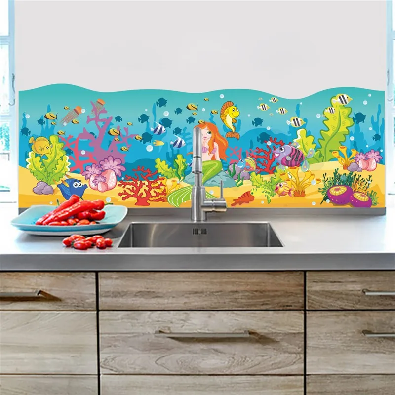 Красочные Подводные пузырьки настенные наклейки для детской комнаты кухни