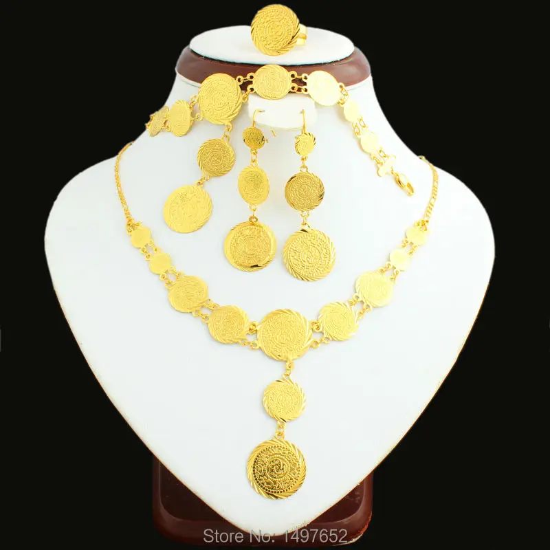 

Newest Dubai gold coins jewellery set Gold Color Turkish Egyptian Algeria Ethiopian Moroccan Saudi girls women jewelry