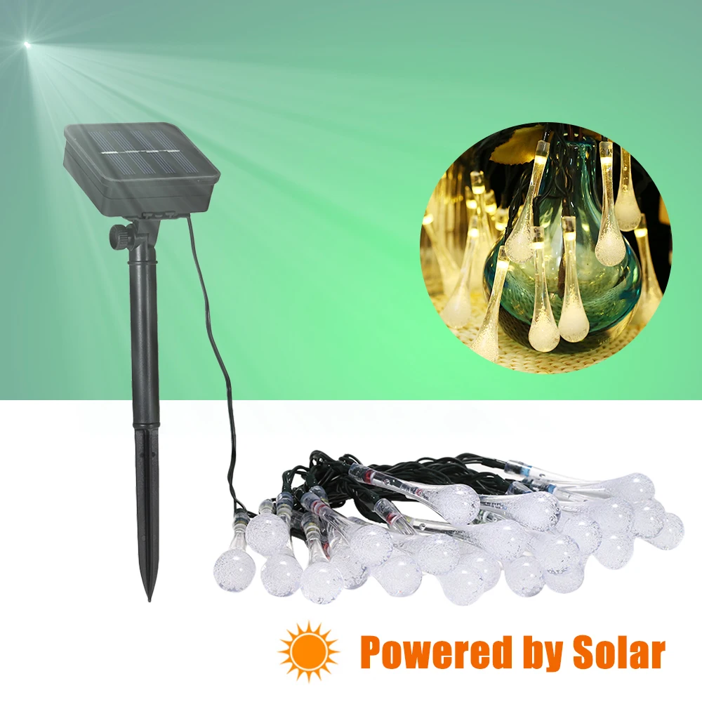 Solar String Lights 19.7ft 30 LED Water Drop Rope Light String 8 Modes Solar Garden Decora Light Warm White for Party Home Decor
Solar String Lights 19.7ft 30 LED Water Drop Rope Light String 8 Modes Solar Garden Decora Light Warm White for Party Home Decor