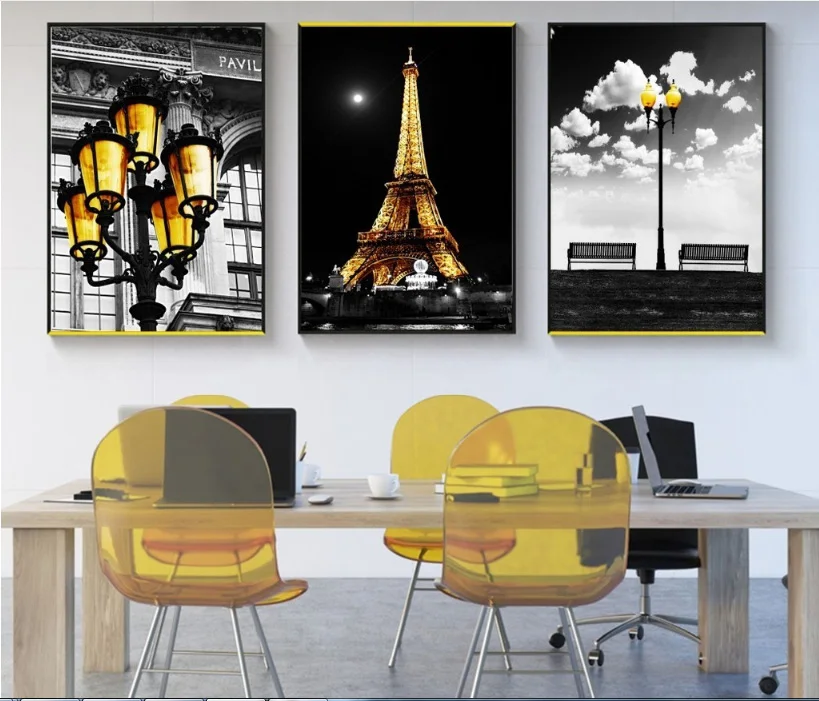 3 Pieces Canvas Paintings Modern City Series Black and White Art Paris Tower Lighting Golden Decorative Paintings No Framed
3 Pieces Canvas Paintings Modern City Series Black and White Art Paris Tower Lighting Golden Decorative Paintings No Framed