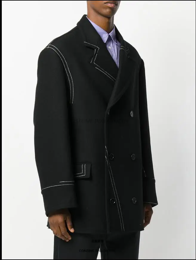 S-5xl Original Men's Custom Male Jacket Woolen Loose White Thread Wool Double-breasted Coat Model Catwalk Plus Size Clothing
S-5xl Original Men's Custom Male Jacket Woolen Loose White Thread Wool Double-breasted Coat Model Catwalk Plus Size Clothing