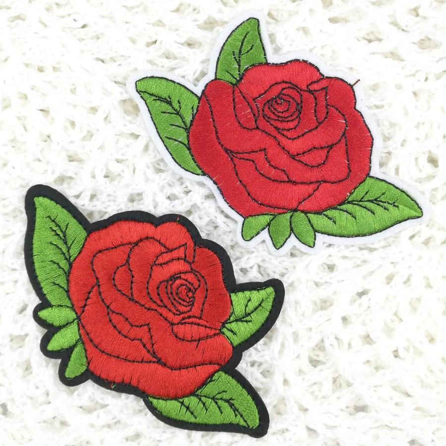 Фото Патчи с красными цветами розы на выбор 2 цвета патчи вышивкой утюгом для одежды