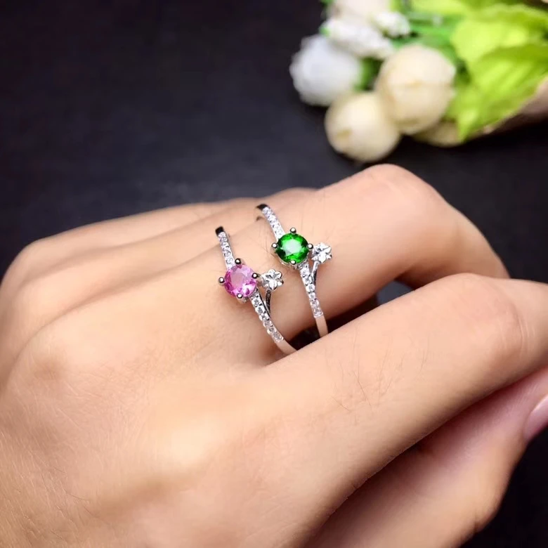 Natural red tourmaline Ring Natural green diopside gem ring S925 silver small Flower thin women girl gift party fine Jewelry
Natural red tourmaline Ring Natural green diopside gem ring S925 silver small Flower thin women girl gift party fine Jewelry