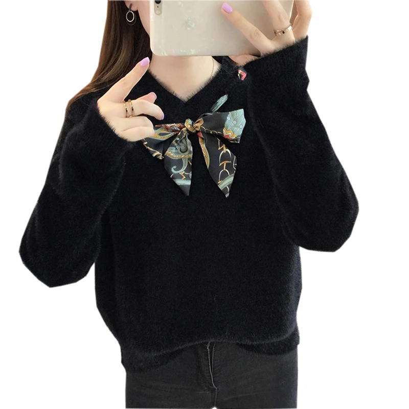 New V-Neck Sweaters Spring Autumn Ladies Bow Short Loose Jumper Sweaters Tops Women Casual Knitted Pullover Sweaters FP1494
New V-Neck Sweaters Spring Autumn Ladies Bow Short Loose Jumper Sweaters Tops Women Casual Knitted Pullover Sweaters FP1494