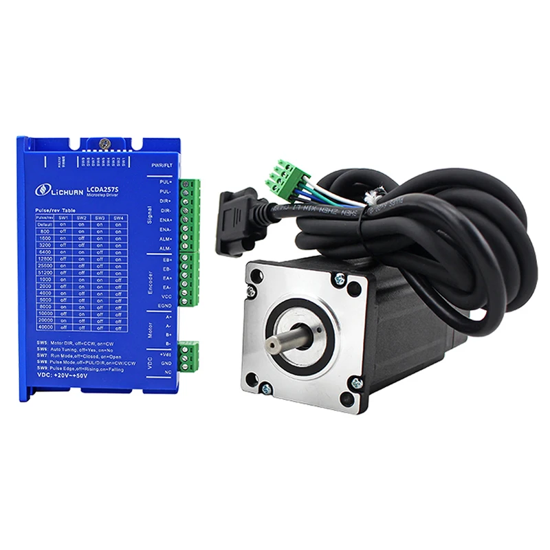 4.5N.m 60mm Nema 24 closed-loop step motor LCDA257S+LC60H2102 2 phase stepper motor driver kit DC20-50V 6A
4.5N.m 60mm Nema 24 closed-loop step motor LCDA257S+LC60H2102 2 phase stepper motor driver kit DC20-50V 6A