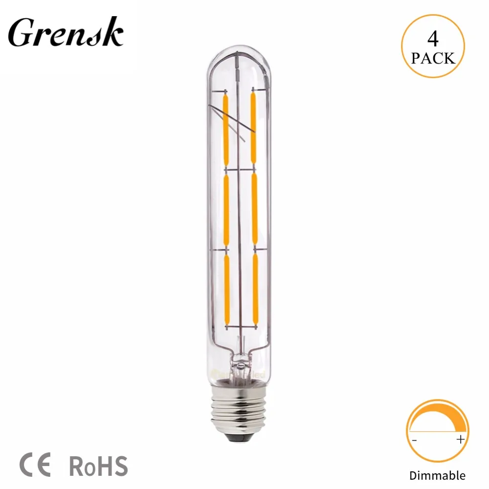 Фото Grensk T30 185 мм 6 Вт Винтаж светодиодный ламп накаливания трубчатая лампа Эдисона(China)