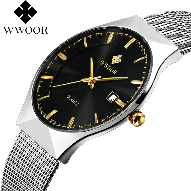 WWOOR Men's Watches New luxury brand watch men Fashion sports quartz-watch stainless steel mesh strap ultra thin dial date clock
WWOOR Men's Watches New luxury brand watch men Fashion sports quartz-watch stainless steel mesh strap ultra thin dial date clock