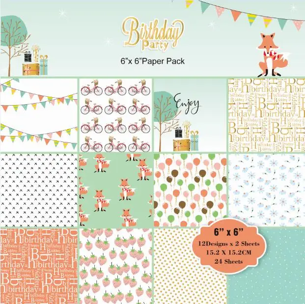 BIRTHDAY party fox style Scrapbooking paper pack of 24 sheets handmade craft paper craft Background pad
BIRTHDAY party fox style Scrapbooking paper pack of 24 sheets handmade craft paper craft Background pad