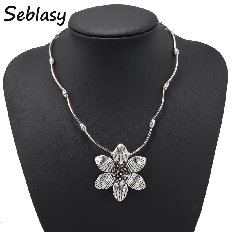 Seblasy Vintage Bohemian Big Flower Statement Necklaces & Pendants for Women Jewelry Accessories Tibet Silver Color Bijuterias
Seblasy Vintage Bohemian Big Flower Statement Necklaces & Pendants for Women Jewelry Accessories Tibet Silver Color Bijuterias