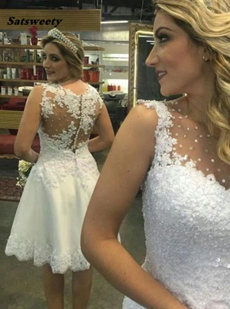 Vestido de Noiva Sexy Back Short Wedding Dress Lace Appliques Beach Wedding Dress Brautkleid 2021 Bride Dress
Vestido de Noiva Sexy Back Short Wedding Dress Lace Appliques Beach Wedding Dress Brautkleid 2021 Bride Dress