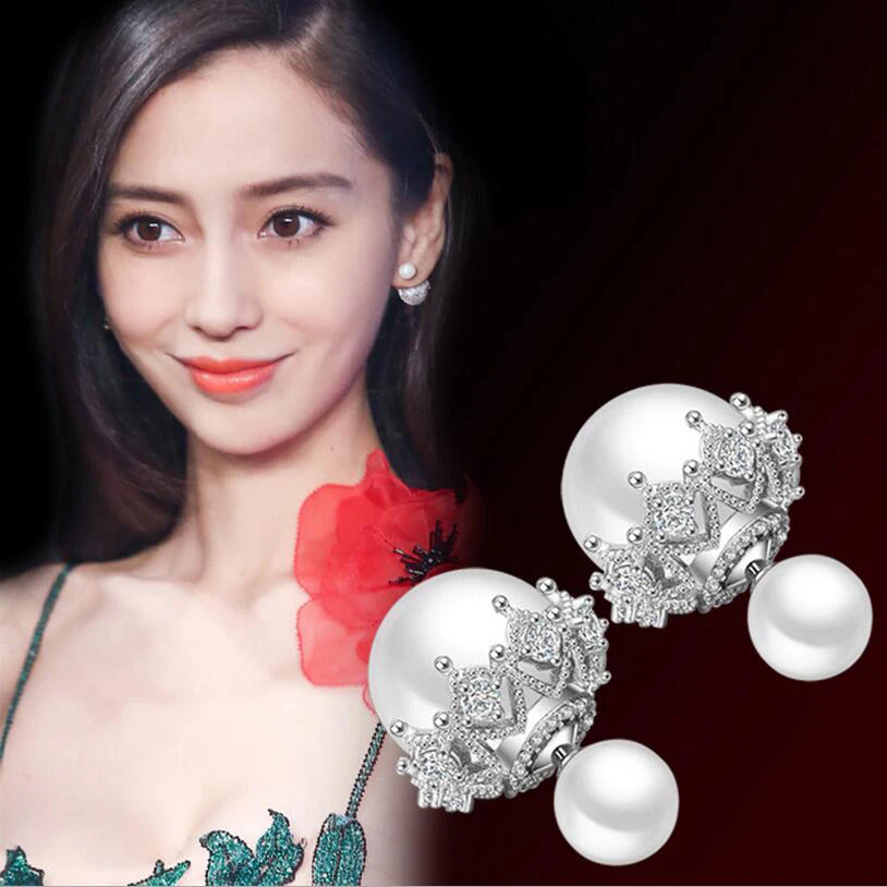 White-color ABS Simulated Double Pearl Stud Earrings For Women Fashion 925 Sliver Lace Earrings Two Wear Ways Doucle d'oreille
White-color ABS Simulated Double Pearl Stud Earrings For Women Fashion 925 Sliver Lace Earrings Two Wear Ways Doucle d'oreille
