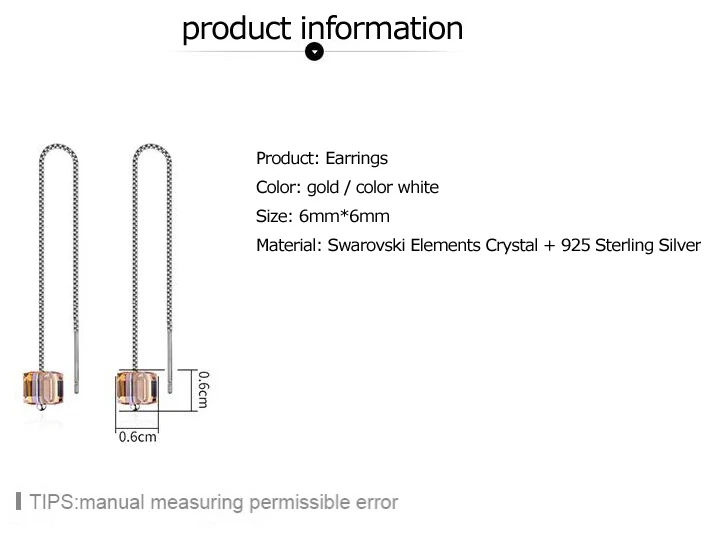 OL Style Crystals From Swarovski Long Line Chain Drop Dangle Earring Fashion Jewelry Cube Earrings For Women
OL Style Crystals From Swarovski Long Line Chain Drop Dangle Earring Fashion Jewelry Cube Earrings For Women