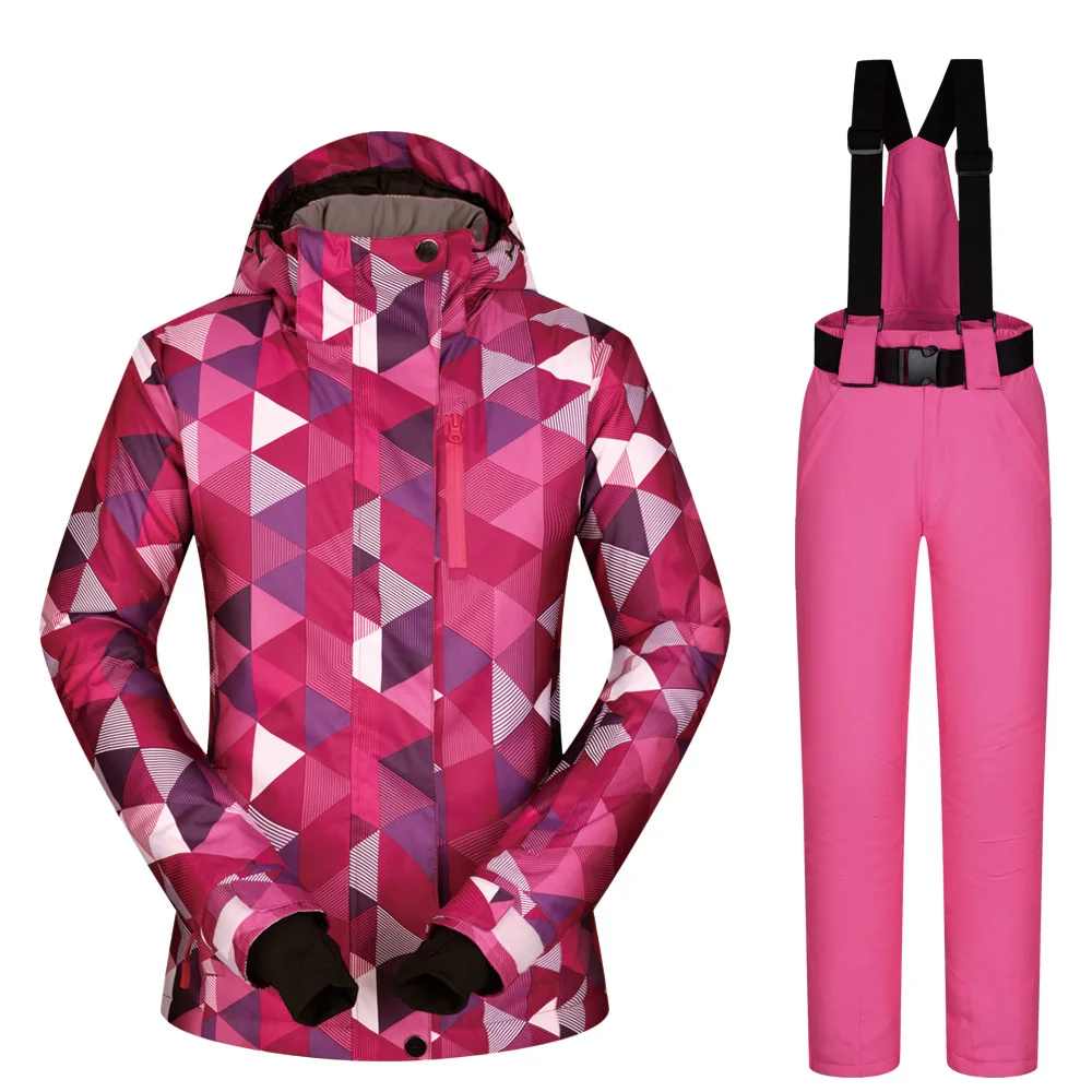 Женский лыжный костюм брендовая зимняя теплая водонепроницаемая и ветрозащитная одежда высокого качества