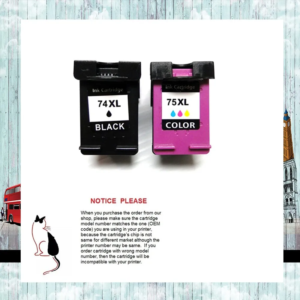 YOTAT 2PCS Remanufactured ink cartridge for HP74 HP75 HP74XL HP75XL for HP Officejet J5700 series/Photosmart C5200 series
YOTAT 2PCS Remanufactured ink cartridge for HP74 HP75 HP74XL HP75XL for HP Officejet J5700 series/Photosmart C5200 series