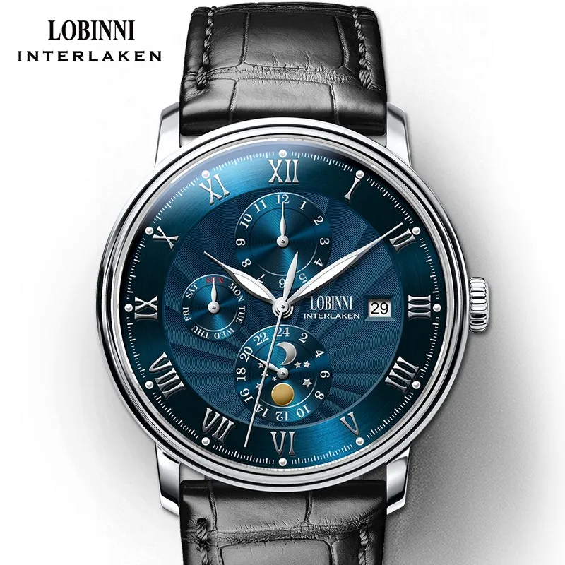 New LOBINNI Switzerland Men Watches Luxury Brand Wristwatches Seagull Automatic Mechanical Clock Sapphire Moon Phase L1023B-1
New LOBINNI Switzerland Men Watches Luxury Brand Wristwatches Seagull Automatic Mechanical Clock Sapphire Moon Phase L1023B-1