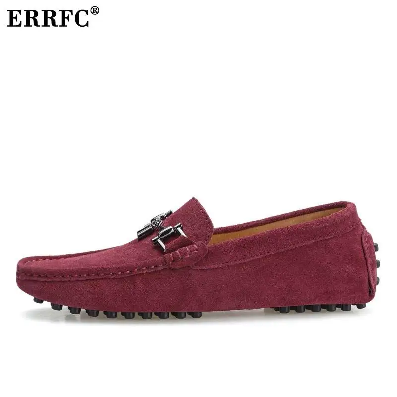 

ERRFC New Arrival Men Red Casual Loafer Shoes Fashion Slip On Suede Nubuck Flats Man Blue Moccasin Shoes For Driver Zapatos 43