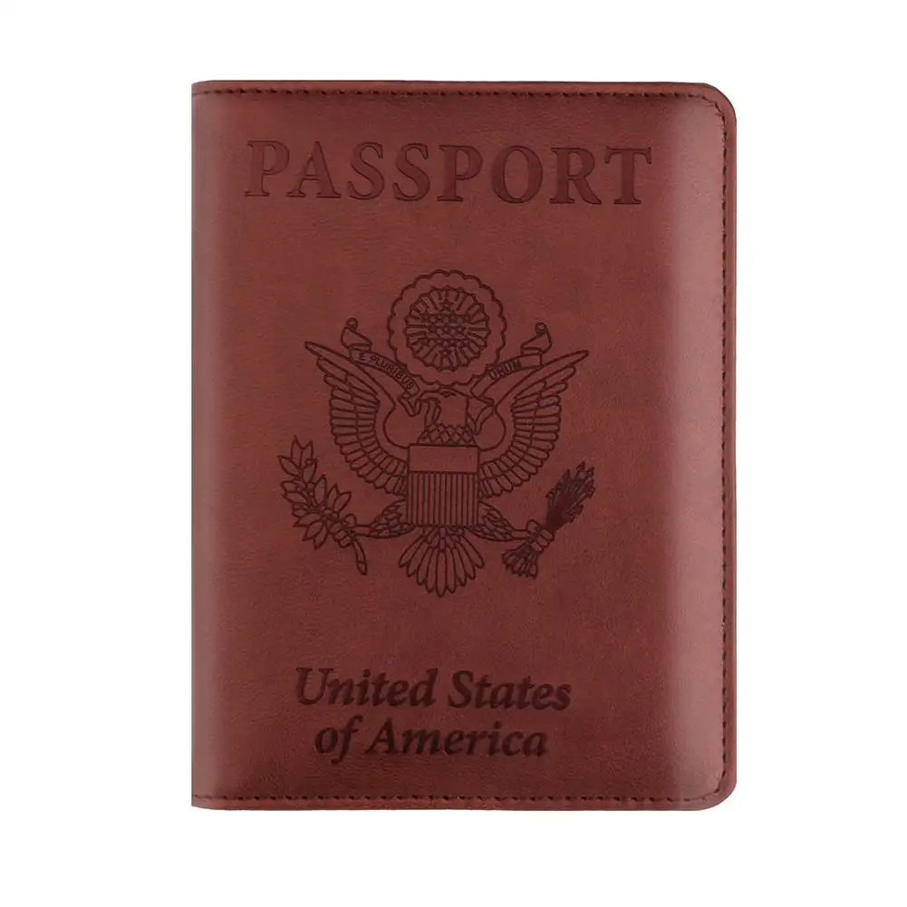 Кожаный RFID блокирующий Держатель для паспорта США чехол путешествий кожаный