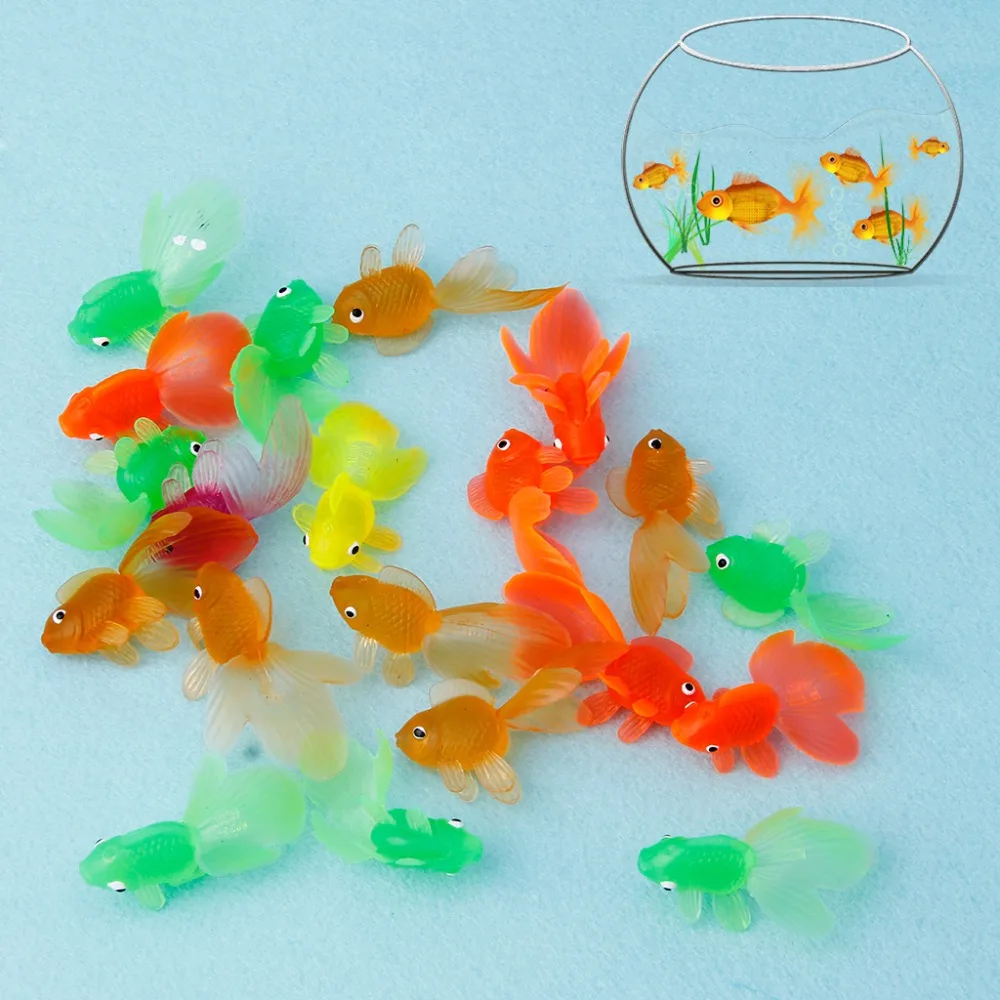 

HBB 20pcs Rubber Simulation Small Goldfish Gold Fish Kids Toy Decoration Bath Toy