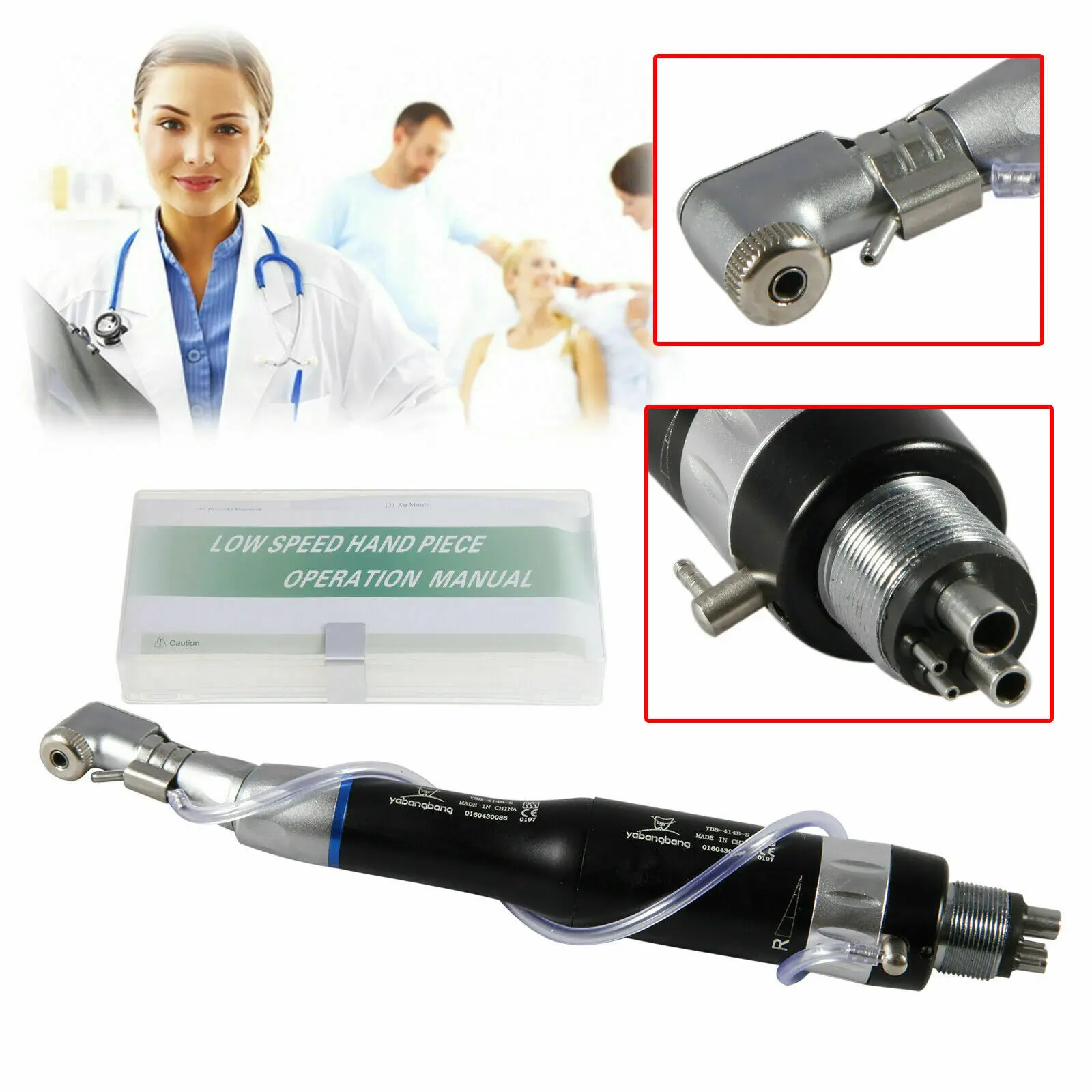 5X NSK Style Dental Slow Low Speed Contra Angle Handpiece Air Motor E-type 4Hole
5X NSK Style Dental Slow Low Speed Contra Angle Handpiece Air Motor E-type 4Hole