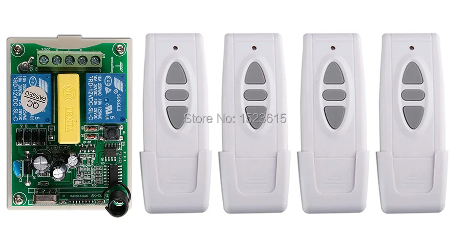 AC220V 2CH Wireless Remote Control Switch Motor Positive &negative 1*Receiver + 4 *Transmitters for Appliances Gate Garage Door
AC220V 2CH Wireless Remote Control Switch Motor Positive &negative 1*Receiver + 4 *Transmitters for Appliances Gate Garage Door