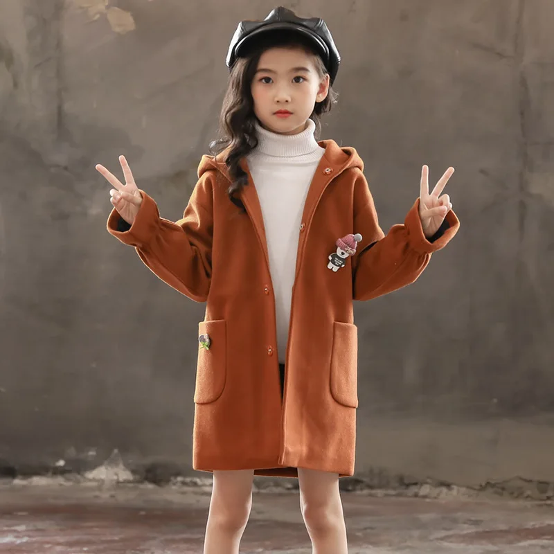 Girls 4-12 Years Hooded Flare Long Sleeve Button Woolen Coat Winter Mid-long Korean Style Solid Color Thick Warm Fashion Jacket
Girls 4-12 Years Hooded Flare Long Sleeve Button Woolen Coat Winter Mid-long Korean Style Solid Color Thick Warm Fashion Jacket