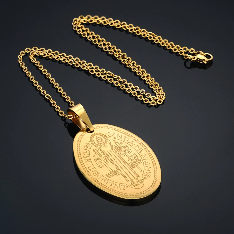 Vintage Round San Benito Holy Medal Pendant With Chain Gold Color Copper Jesus Necklace Religious Jewelry
Vintage Round San Benito Holy Medal Pendant With Chain Gold Color Copper Jesus Necklace Religious Jewelry