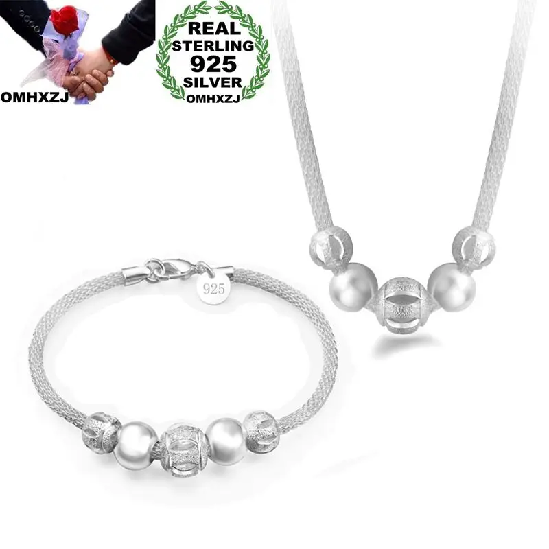 OMHXZJ Wholesale Personality Fashion Woman Gift Silver Beads Mesh Chain 925 Sterling Silver Bracelet+Necklace Jewelry Set SE48
OMHXZJ Wholesale Personality Fashion Woman Gift Silver Beads Mesh Chain 925 Sterling Silver Bracelet+Necklace Jewelry Set SE48