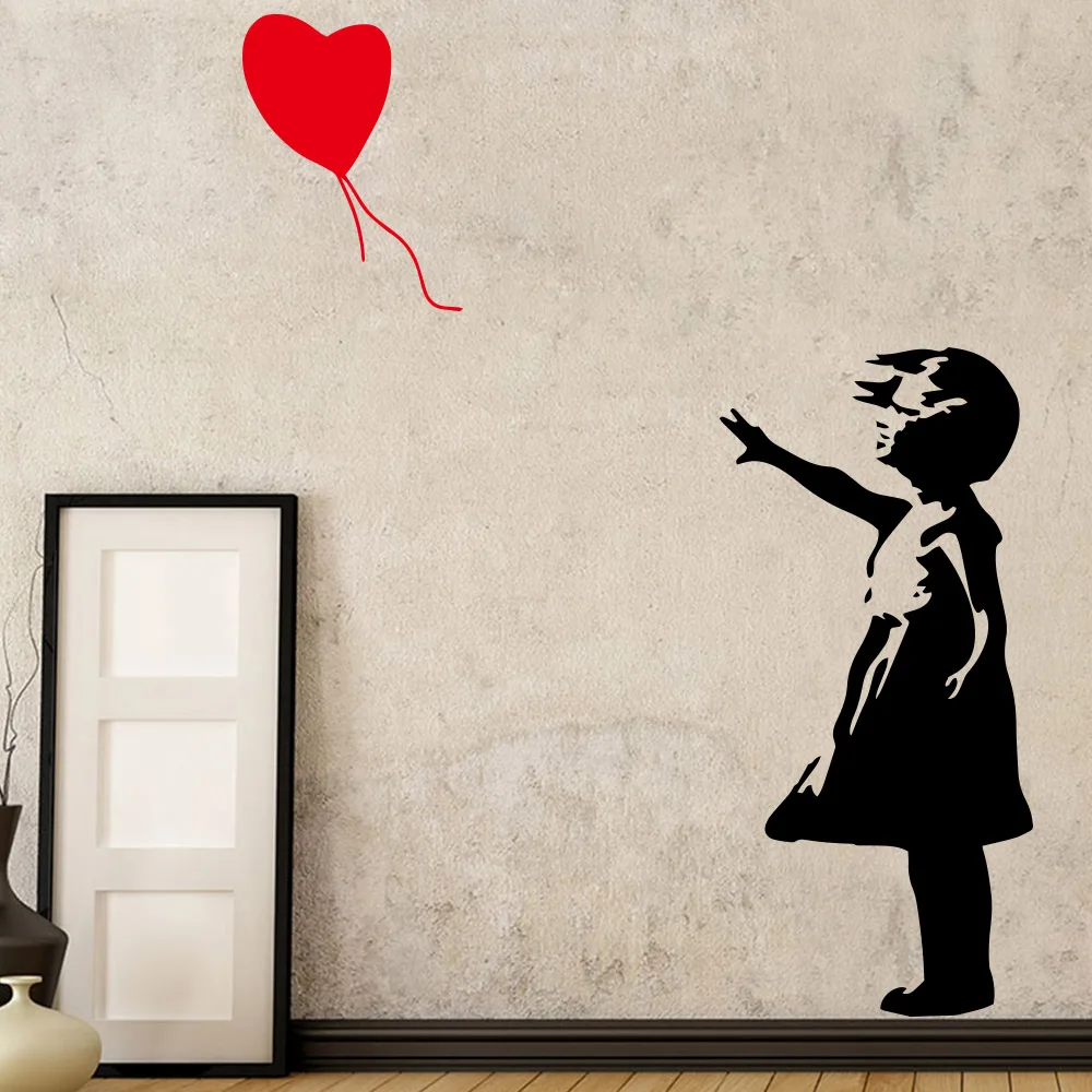 Classic Vinyl Stickers Girl With Red Balloon Of Banksy For Home Living Room Decoration Decal Bedroom Mural Wall Sticker LW52
Classic Vinyl Stickers Girl With Red Balloon Of Banksy For Home Living Room Decoration Decal Bedroom Mural Wall Sticker LW52
