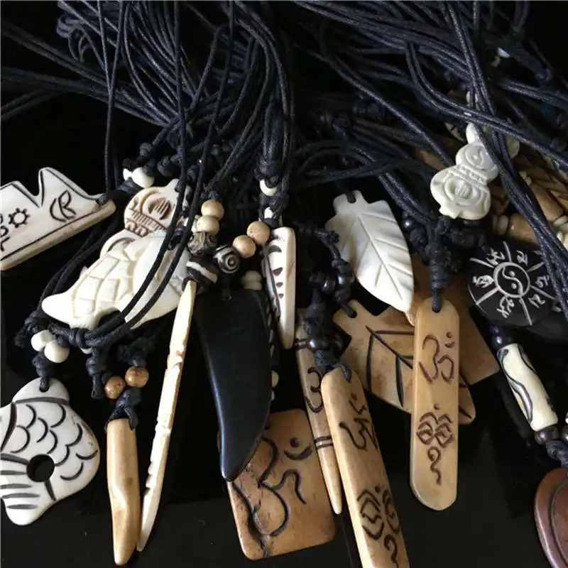 Tibet Yak Bone Hand Carved Amulet Totem Pendants Chain Necklace for Man Mix 50pcs lot Free Ship
Tibet Yak Bone Hand Carved Amulet Totem Pendants Chain Necklace for Man Mix 50pcs lot Free Ship
