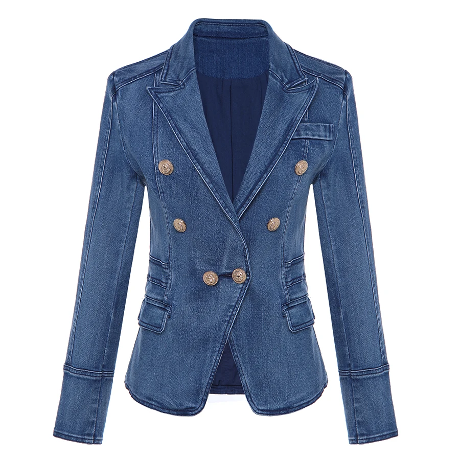 HIGH QUALITY New Fashion 2021 Designer Blazer Women's Metal Lion Buttons Double Breasted Denim Blazer Jacket Outer Coat
HIGH QUALITY New Fashion 2021 Designer Blazer Women's Metal Lion Buttons Double Breasted Denim Blazer Jacket Outer Coat
