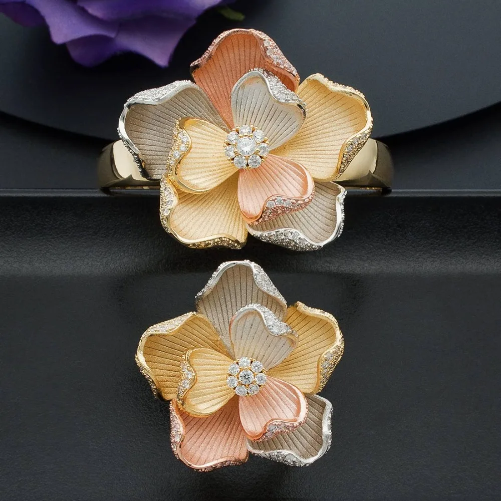 ModemAngel Luxury Large Geometric Flower Women Engagement Wedding Party Rings and Bangle Jewelry Sets for Brides
ModemAngel Luxury Large Geometric Flower Women Engagement Wedding Party Rings and Bangle Jewelry Sets for Brides