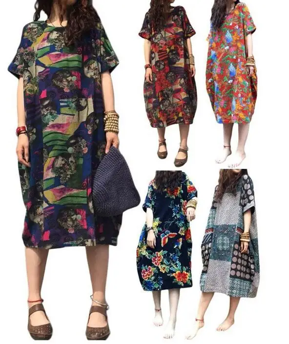 2022 Summer Women's Maxi Dress Short Sleeve Vintage Cotton Linen Ethnic Long Dresses Good Quality
2022 Summer Women's Maxi Dress Short Sleeve Vintage Cotton Linen Ethnic Long Dresses Good Quality