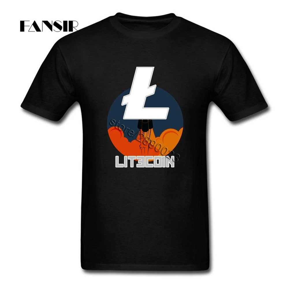 Размера плюс Rocket To The Moon Litecoin рок рубашка мужской короткий рукав с круглым вырезом