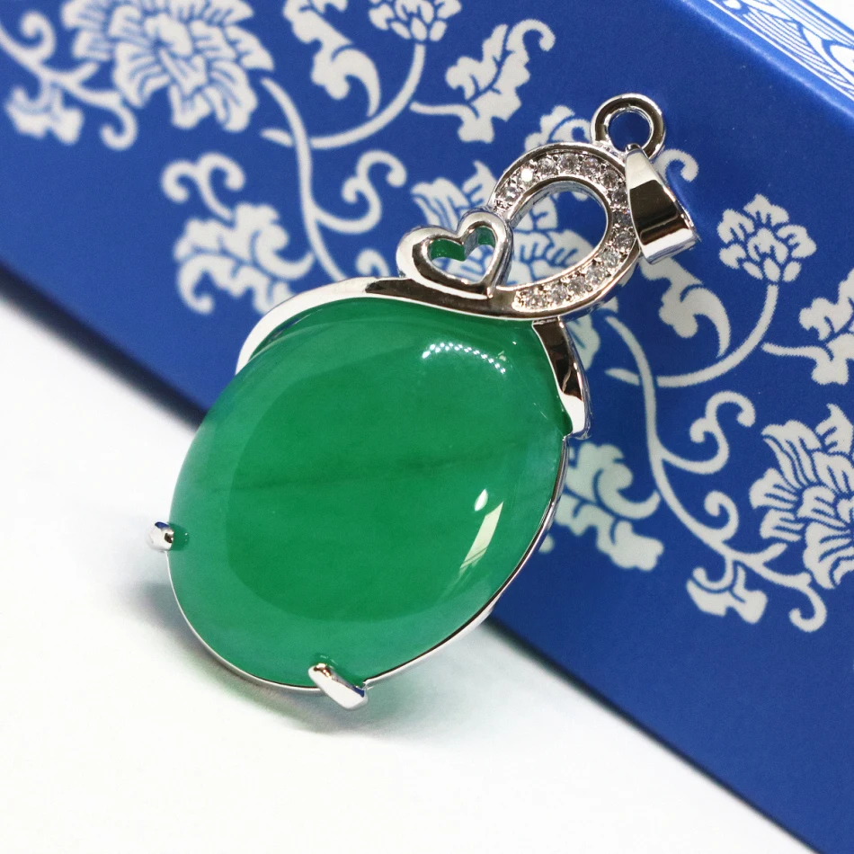 High Quality Silver-color Oval Drop Pendant Green Jades Chalcedony Pretty Weddings Gift Party Jewelry Findings 19*33mm B1859
High Quality Silver-color Oval Drop Pendant Green Jades Chalcedony Pretty Weddings Gift Party Jewelry Findings 19*33mm B1859
